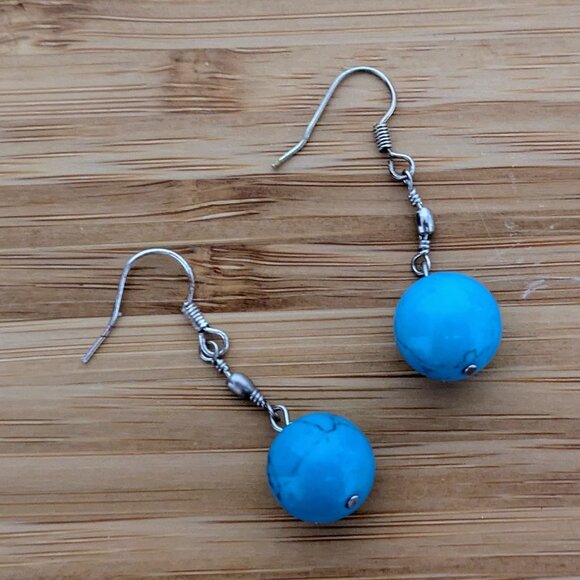 Turquoise Bead Earrings – Very Light - Picture 1 of 2